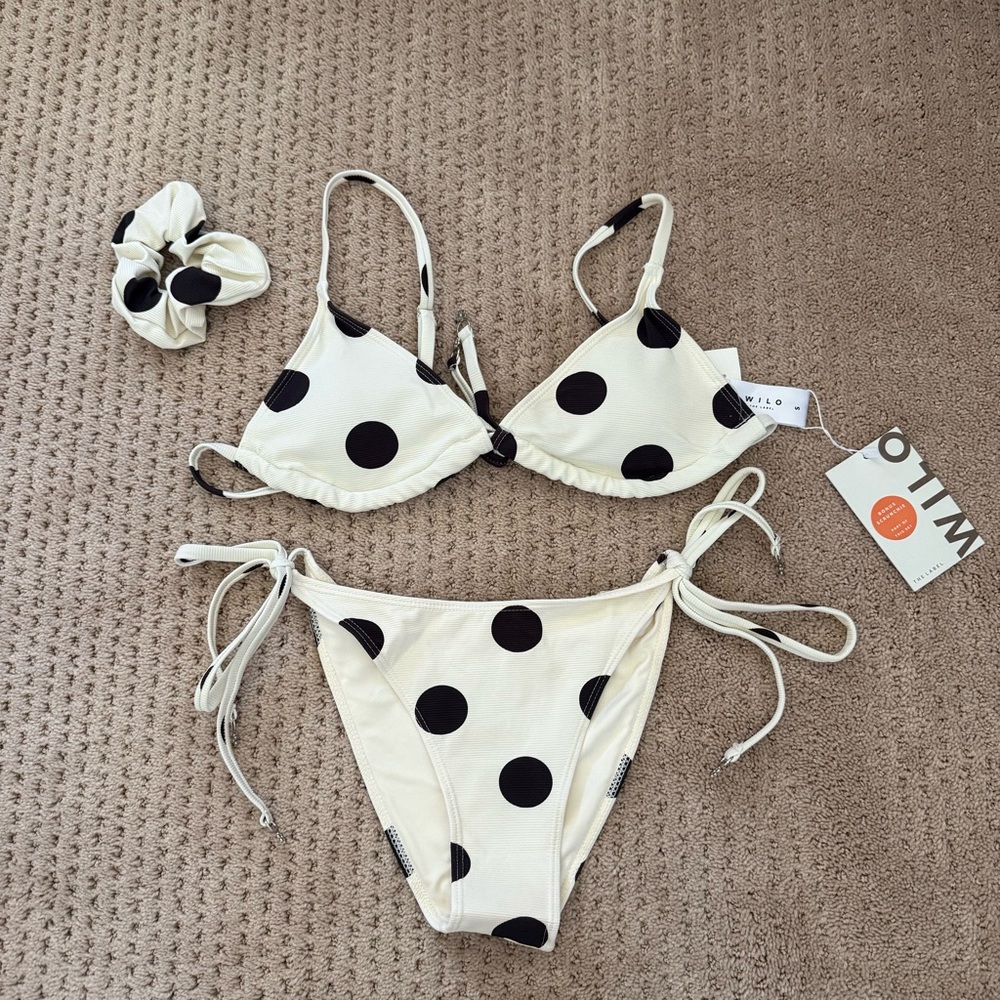 NWT Wilo the Label Polka Dot Bikini with Scrunchie